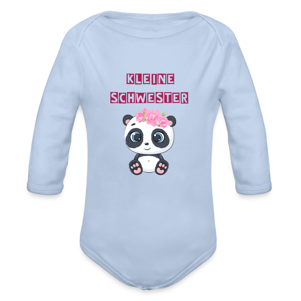 Baby Bio-Langarm-Body - Kleine Schwester Panda - Sky