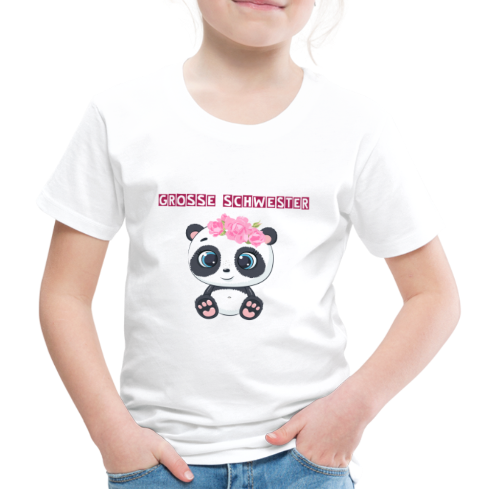 Kinder Premium T-Shirt - Große Schwester Panda - weiß