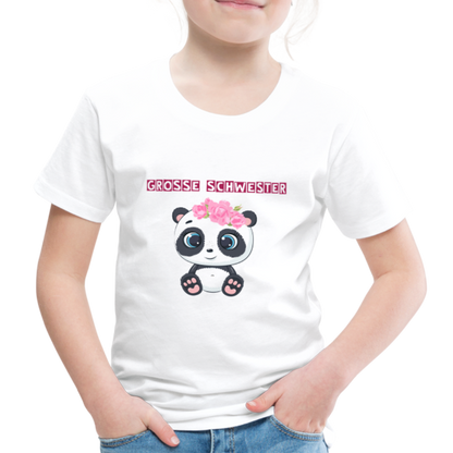 Kinder Premium T-Shirt - Große Schwester Panda - weiß