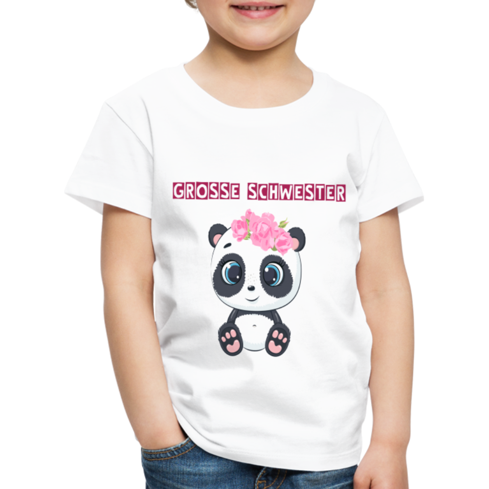 Kinder Premium T-Shirt - Große Schwester Panda - weiß