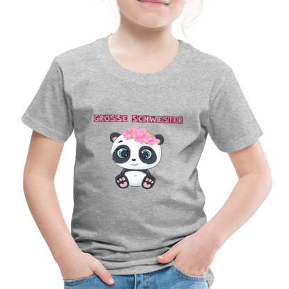 Kinder Premium T-Shirt - Große Schwester Panda - Grau meliert