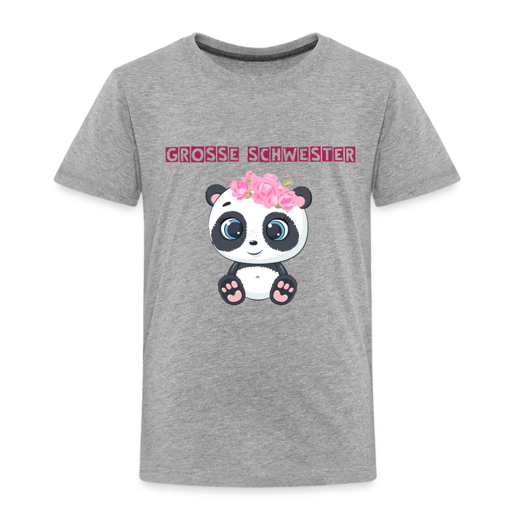 Kinder Premium T-Shirt - Große Schwester Panda - Grau meliert