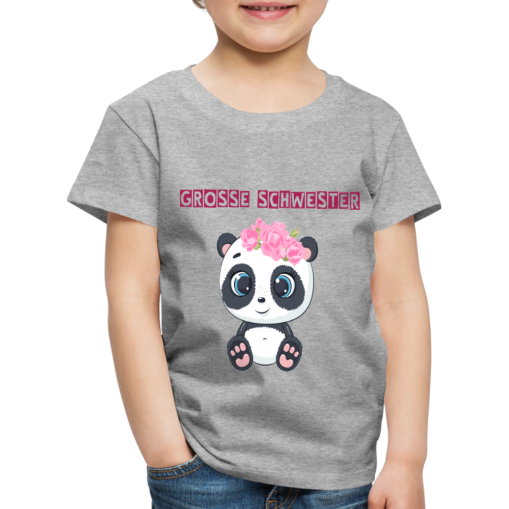 Kinder Premium T-Shirt - Große Schwester Panda - Grau meliert