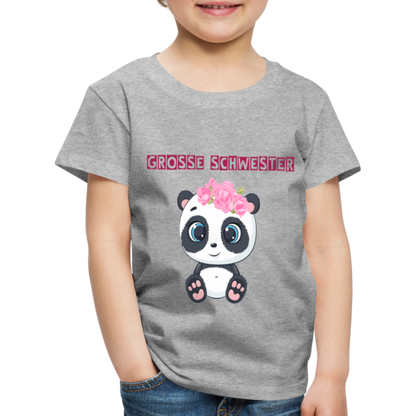 Kinder Premium T-Shirt - Große Schwester Panda - Grau meliert