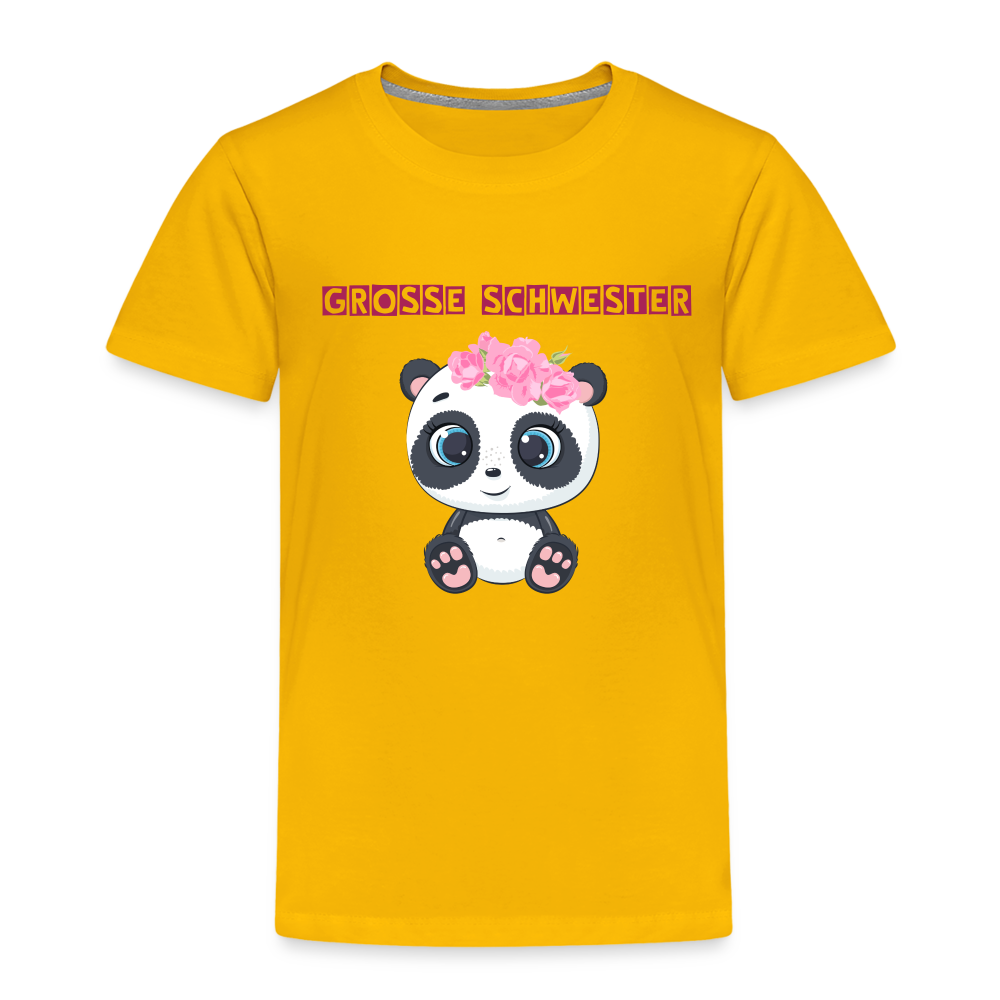 Kinder Premium T-Shirt - Große Schwester Panda - Sonnengelb