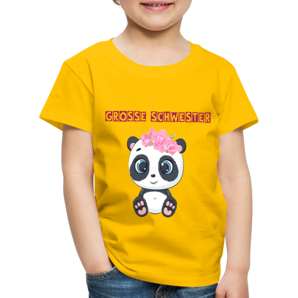 Kinder Premium T-Shirt - Große Schwester Panda - Sonnengelb