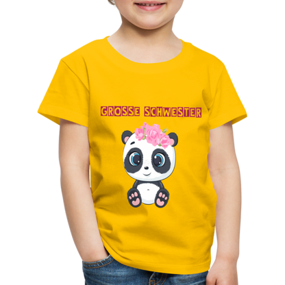 Kinder Premium T-Shirt - Große Schwester Panda - Sonnengelb