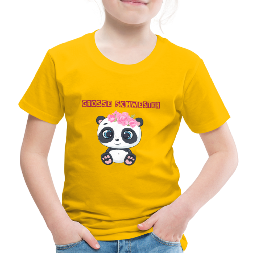 Kinder Premium T-Shirt - Große Schwester Panda - Sonnengelb