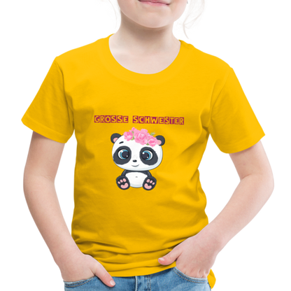 Kinder Premium T-Shirt - Große Schwester Panda - Sonnengelb