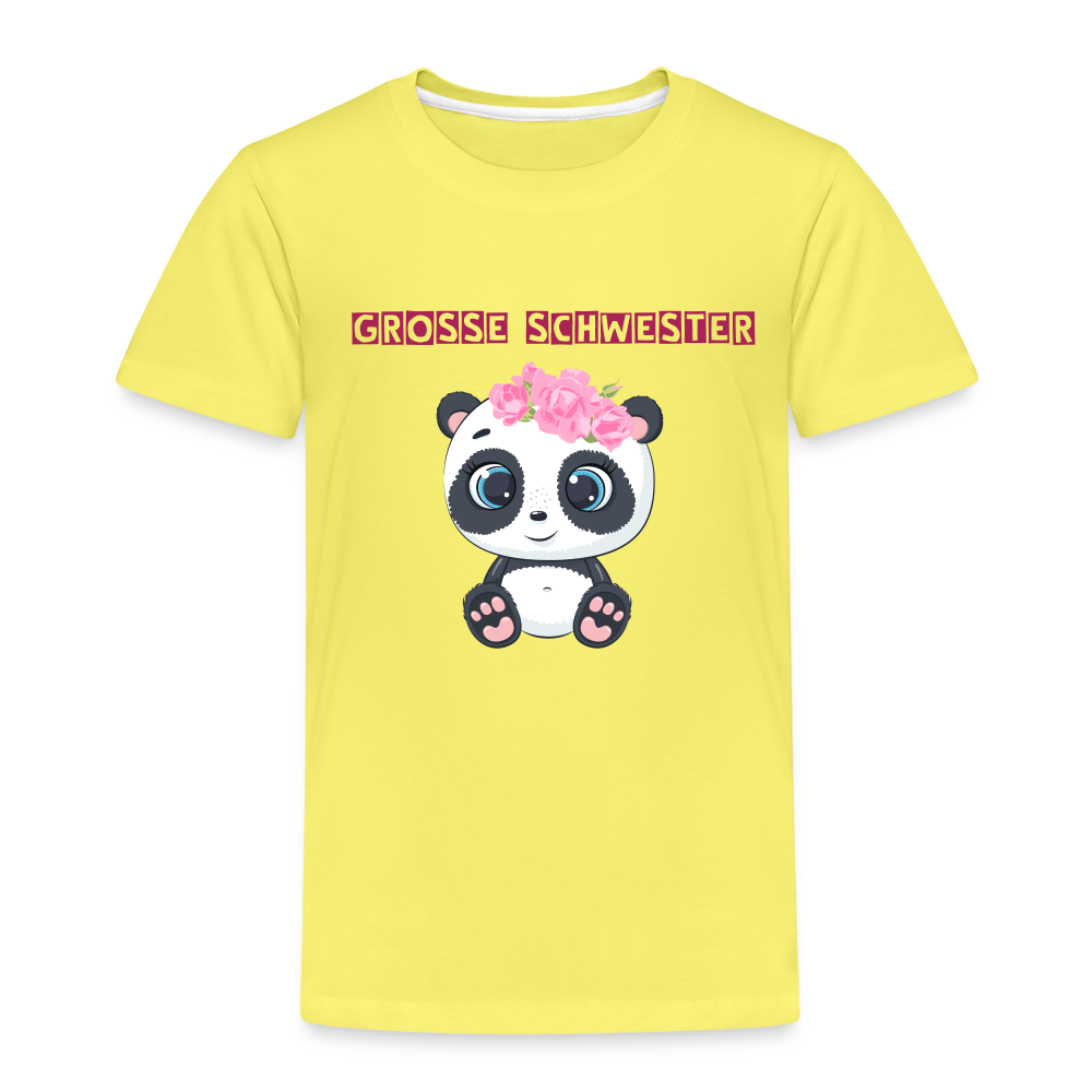 Kinder Premium T-Shirt - Große Schwester Panda - Gelb