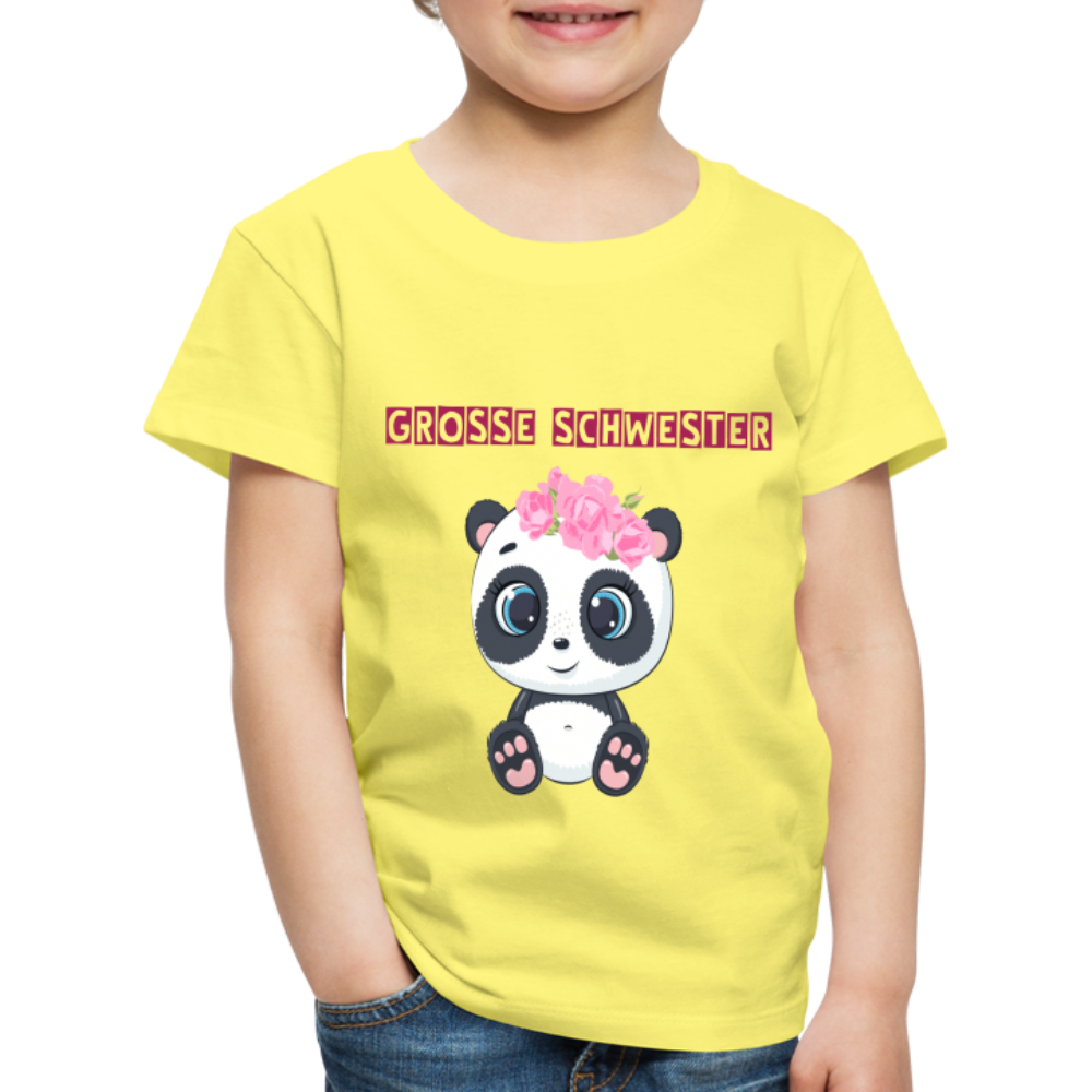 Kinder Premium T-Shirt - Große Schwester Panda - Gelb