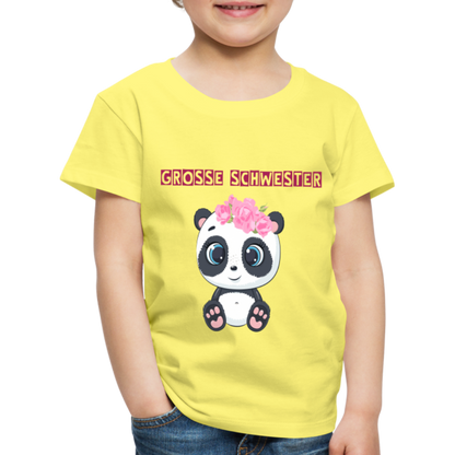 Kinder Premium T-Shirt - Große Schwester Panda - Gelb