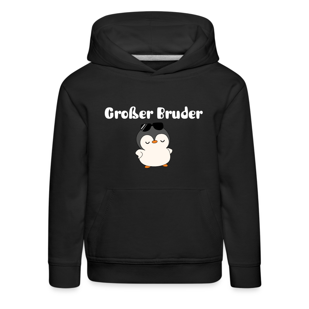 Kinder Premium Hoodie - Großer Bruder cooler Pinguin - Schwarz