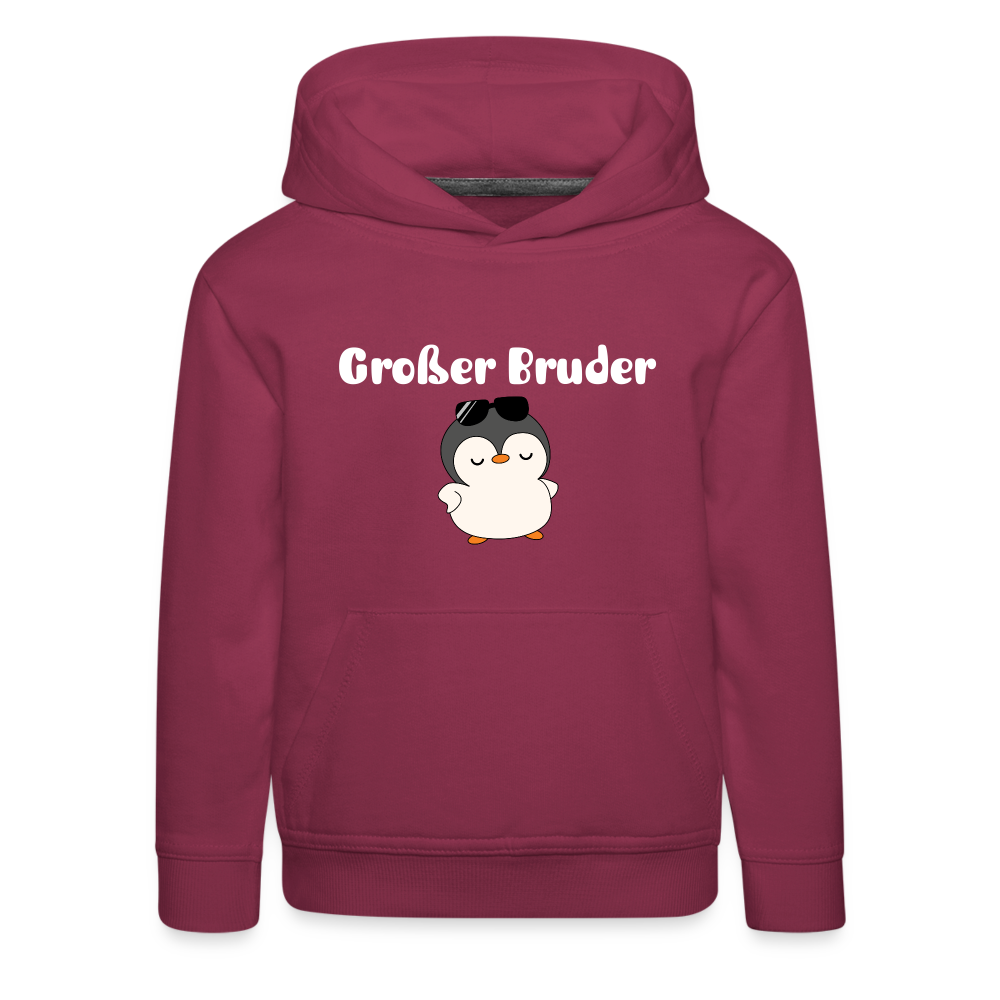 Kinder Premium Hoodie - Großer Bruder cooler Pinguin - Bordeaux