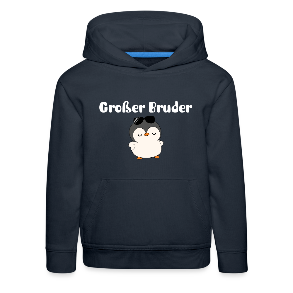 Kinder Premium Hoodie - Großer Bruder cooler Pinguin - Navy