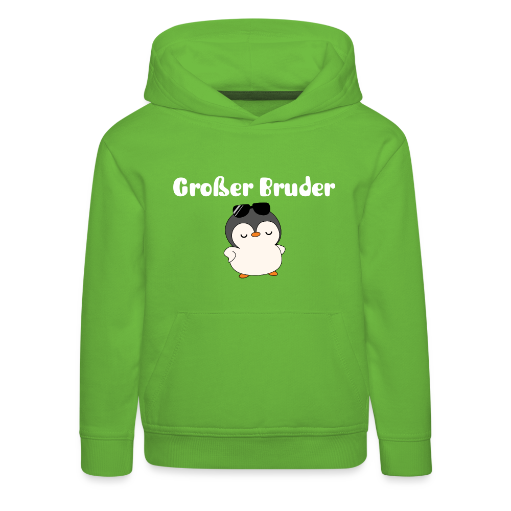 Kinder Premium Hoodie - Großer Bruder cooler Pinguin - Hellgrün