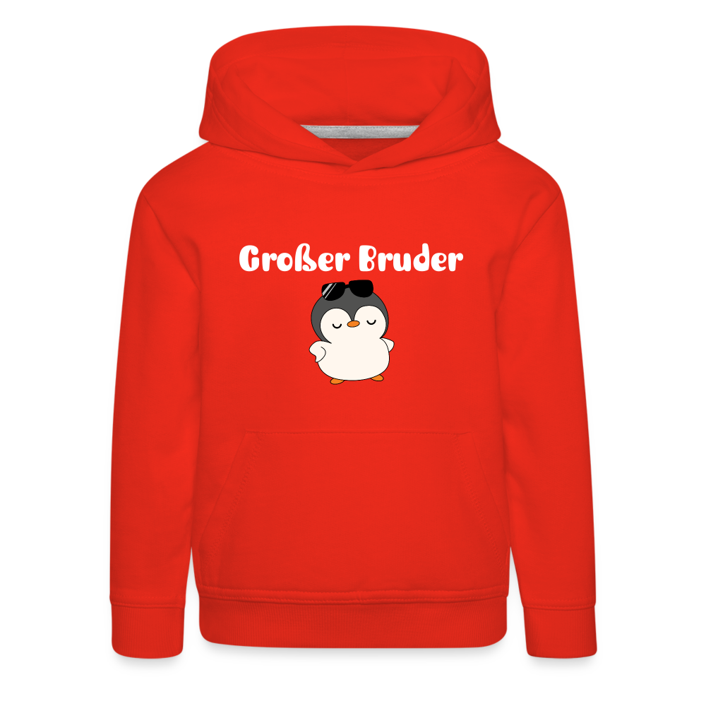 Kinder Premium Hoodie - Großer Bruder cooler Pinguin - Rot