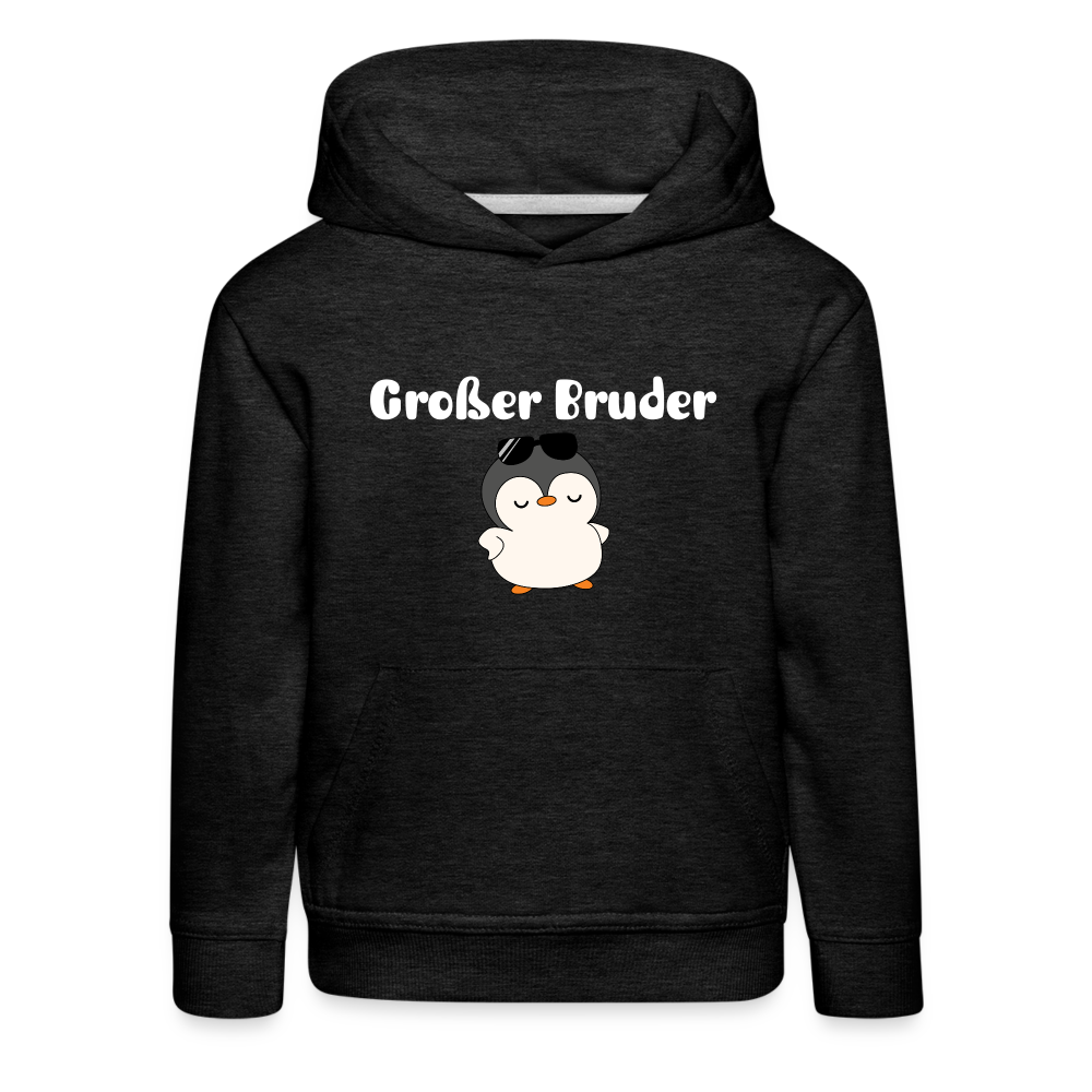 Kinder Premium Hoodie - Großer Bruder cooler Pinguin - Anthrazit