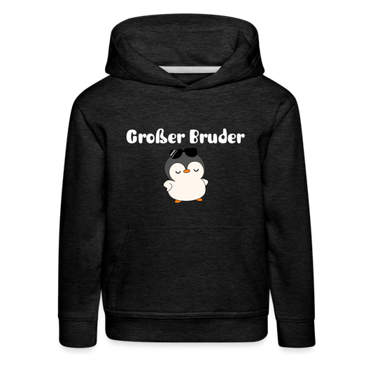 Kinder Premium Hoodie - Großer Bruder cooler Pinguin - Anthrazit