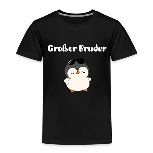 Kinder Premium T-Shirt - Großer Bruder cooler Pinguin - Schwarz