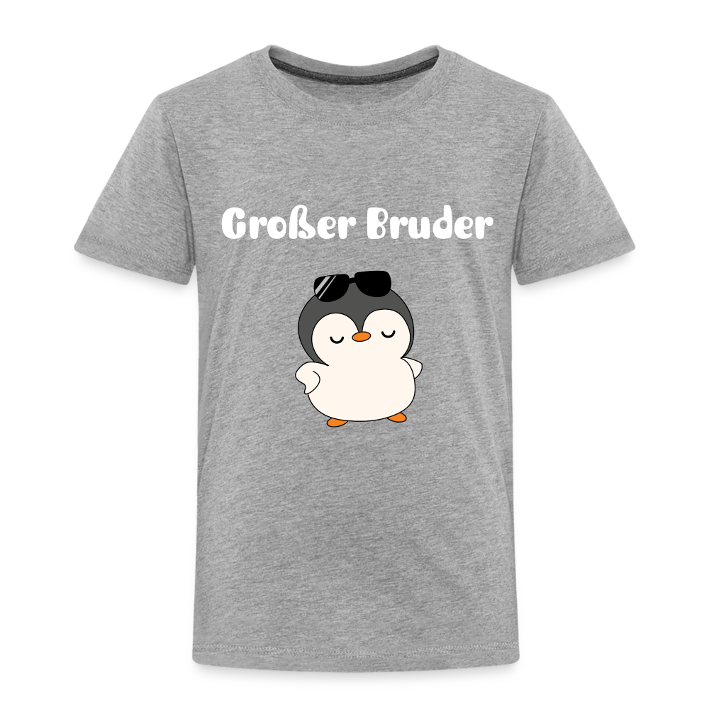 Kinder Premium T-Shirt - Großer Bruder cooler Pinguin - Grau meliert