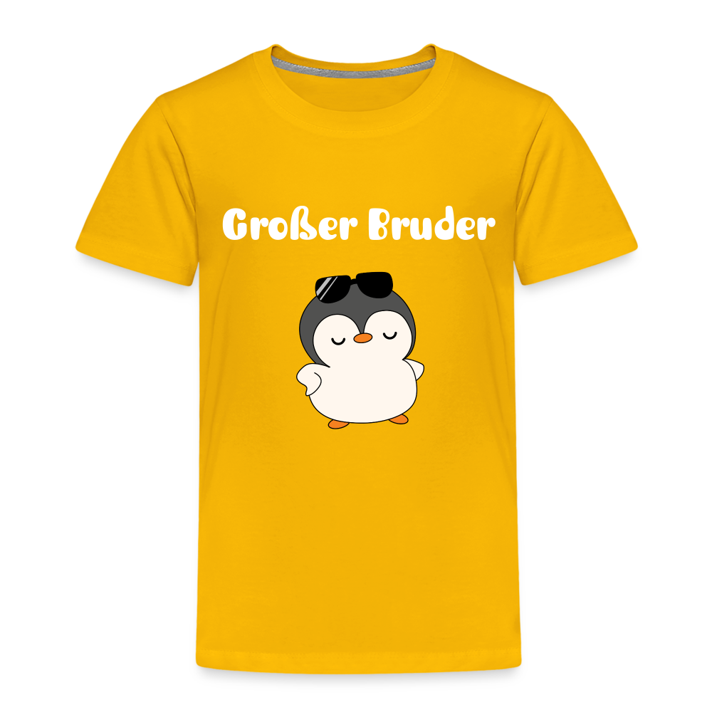 Kinder Premium T-Shirt - Großer Bruder cooler Pinguin - Sonnengelb