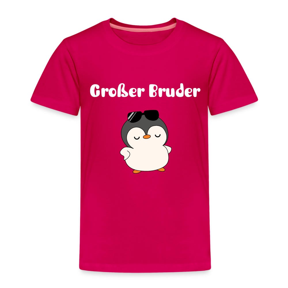 Kinder Premium T-Shirt - Großer Bruder cooler Pinguin - dunkles Pink