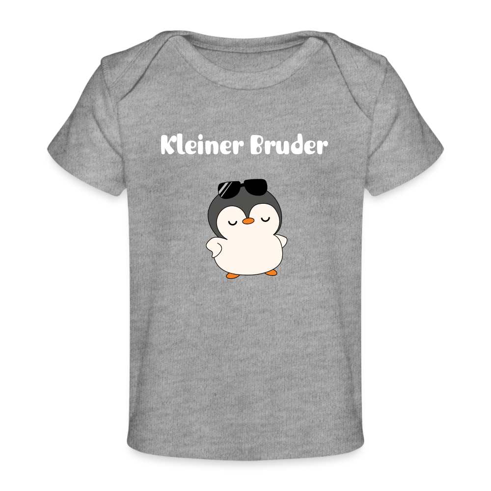 Baby Bio-T-Shirt - Kleiner Bruder cooler Pinguin - Grau meliert