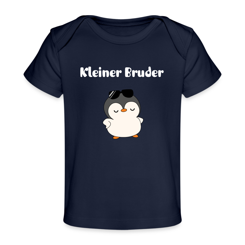 Baby Bio-T-Shirt - Kleiner Bruder cooler Pinguin - Dunkelnavy