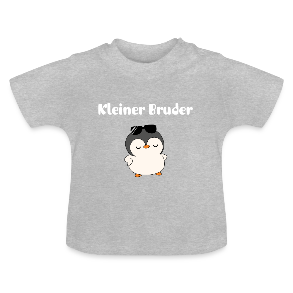 Baby T-Shirt - Kleiner Bruder cooler Pinguin - Grau meliert