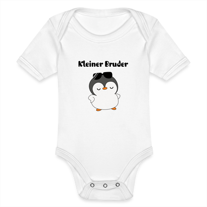 Baby Bio-Kurzarm-Body - Kleiner Bruder cooler Pinguin - weiß