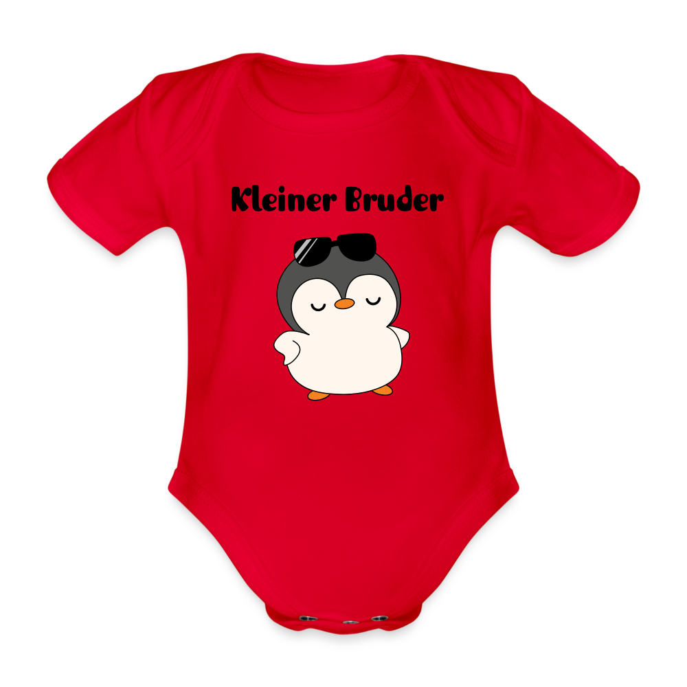 Baby Bio-Kurzarm-Body - Kleiner Bruder cooler Pinguin - Rot