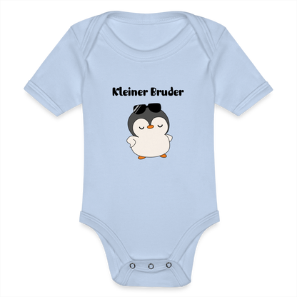 Baby Bio-Kurzarm-Body - Kleiner Bruder cooler Pinguin - Sky