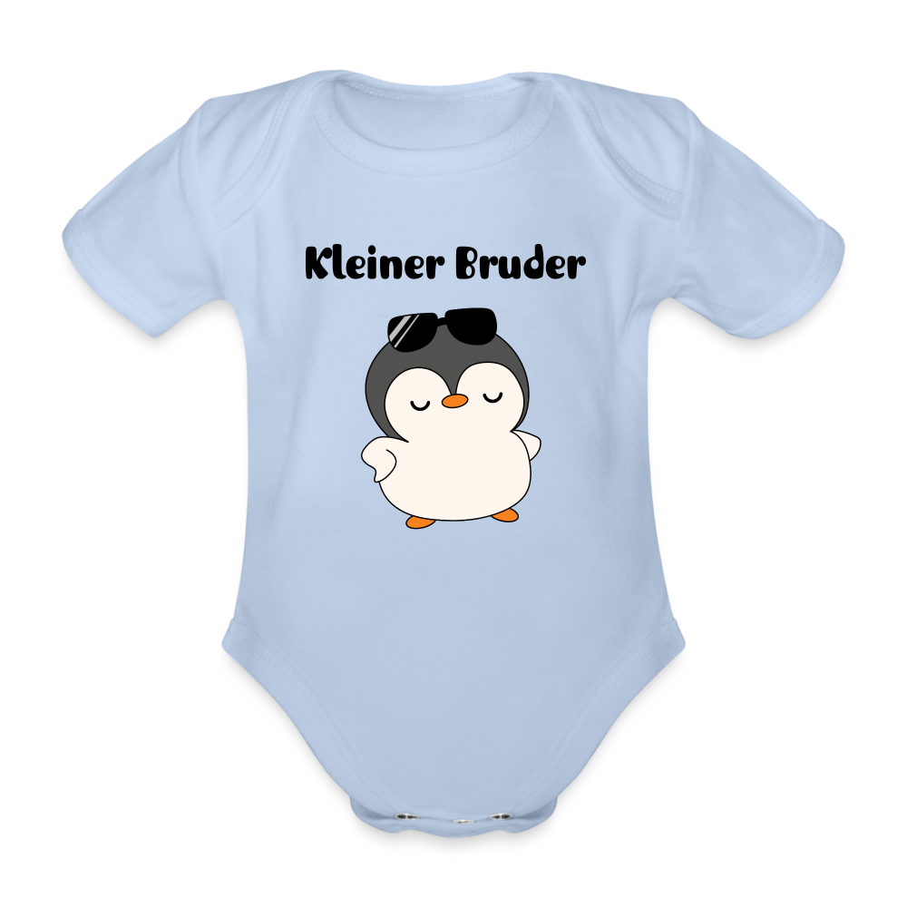 Baby Bio-Kurzarm-Body - Kleiner Bruder cooler Pinguin - Sky