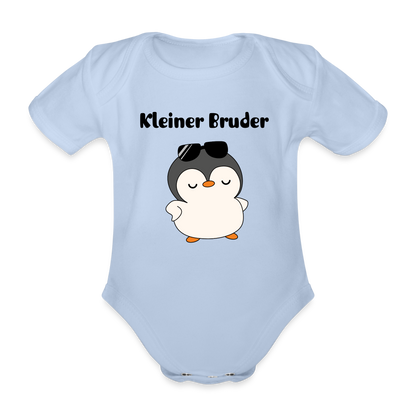 Baby Bio-Kurzarm-Body - Kleiner Bruder cooler Pinguin - Sky