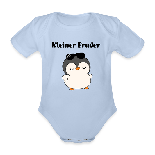 Baby Bio-Kurzarm-Body - Kleiner Bruder cooler Pinguin - Sky