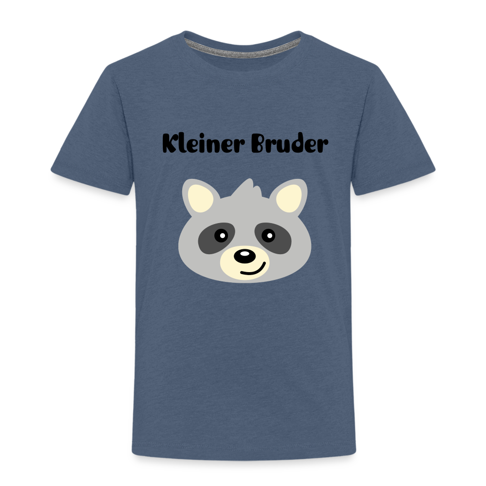 Kinder Premium T-Shirt - Kleiner Bruder Waschbär - Blau meliert