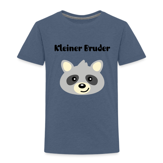 Kinder Premium T-Shirt - Kleiner Bruder Waschbär - Blau meliert