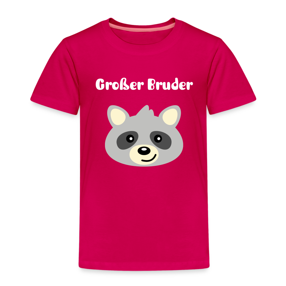 Kinder Premium T-Shirt - Großer Bruder Waschbär - dunkles Pink