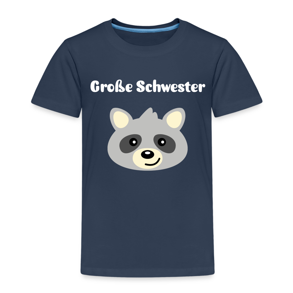 Kinder Premium T-Shirt - Große Schwester Waschbär - Navy