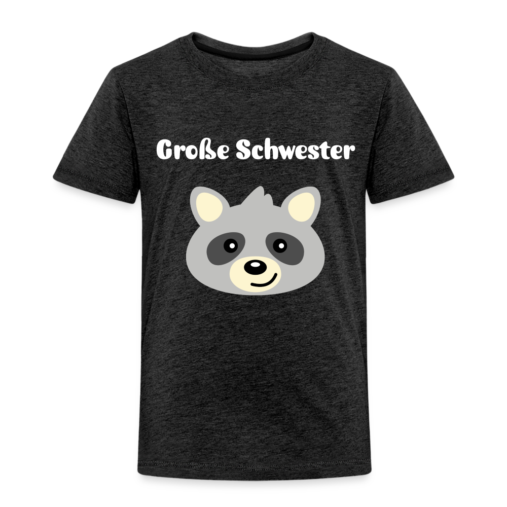 Kinder Premium T-Shirt - Große Schwester Waschbär - Anthrazit