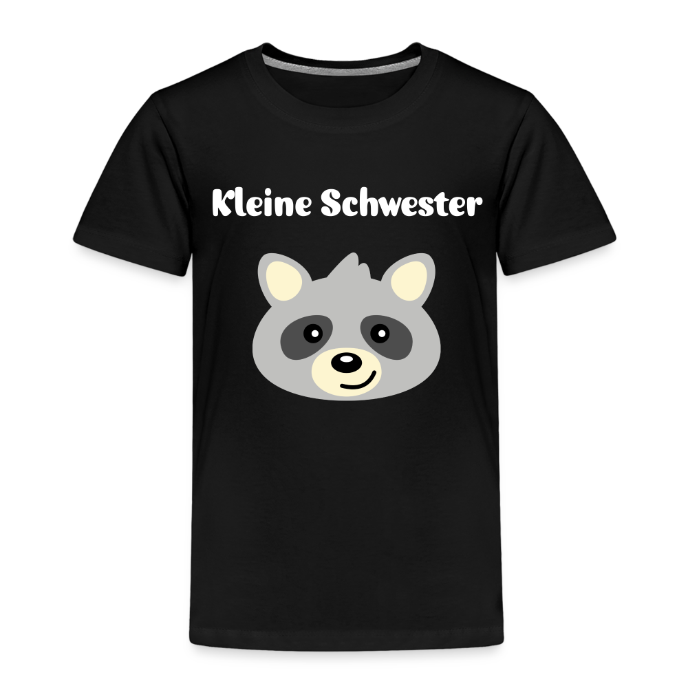 Kinder Premium T-Shirt - Kleine Schwester Waschbär - Schwarz