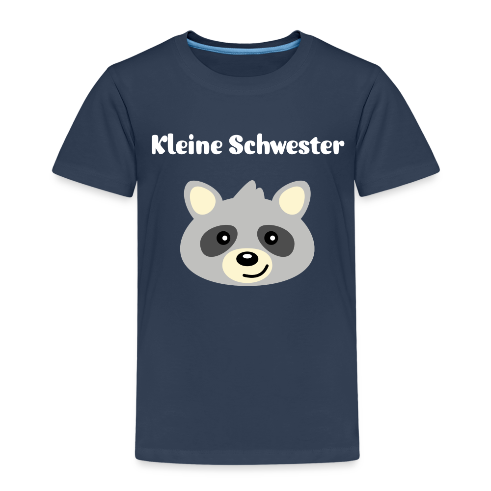 Kinder Premium T-Shirt - Kleine Schwester Waschbär - Navy