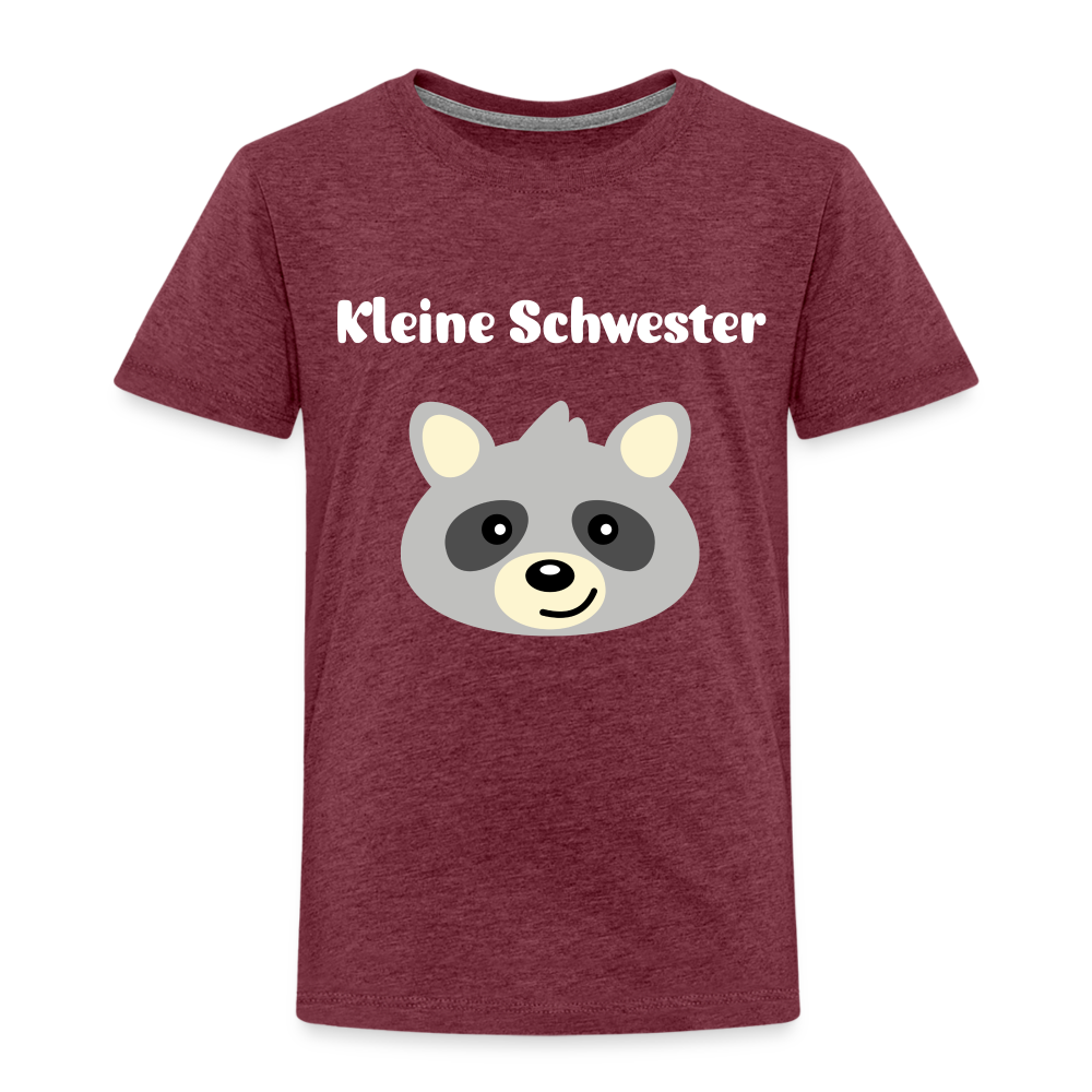 Kinder Premium T-Shirt - Kleine Schwester Waschbär - Bordeauxrot meliert