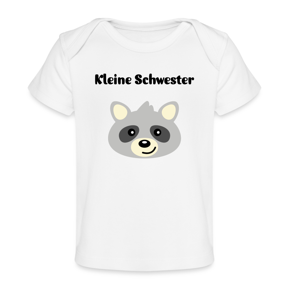 Baby Bio-T-Shirt - Kleine Schwester Waschbär - weiß