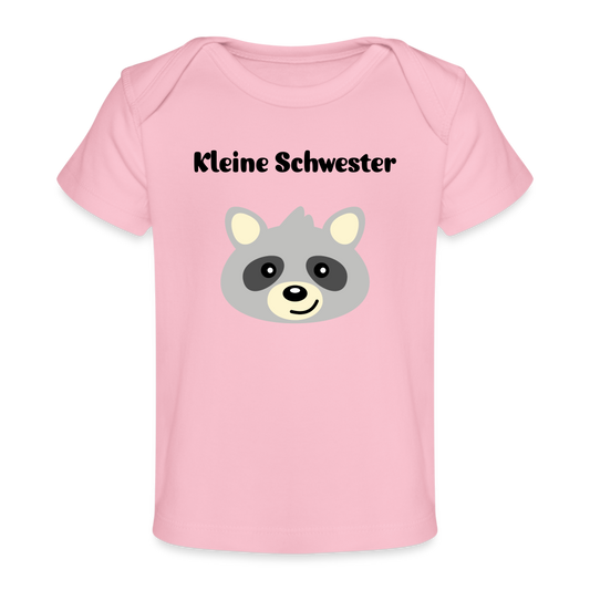 Baby Bio-T-Shirt - Kleine Schwester Waschbär - Hellrosa