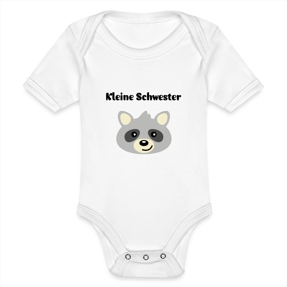 Baby Bio-Kurzarm-Body - Kleine Schwester Waschbär - weiß