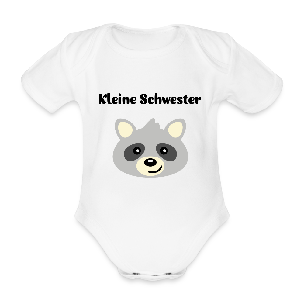 Baby Bio-Kurzarm-Body - Kleine Schwester Waschbär - weiß