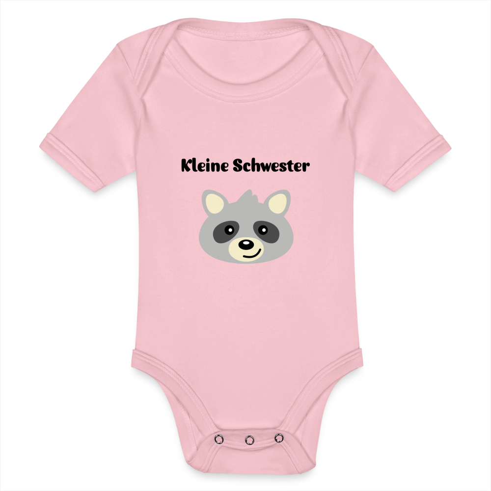 Baby Bio-Kurzarm-Body - Kleine Schwester Waschbär - Hellrosa