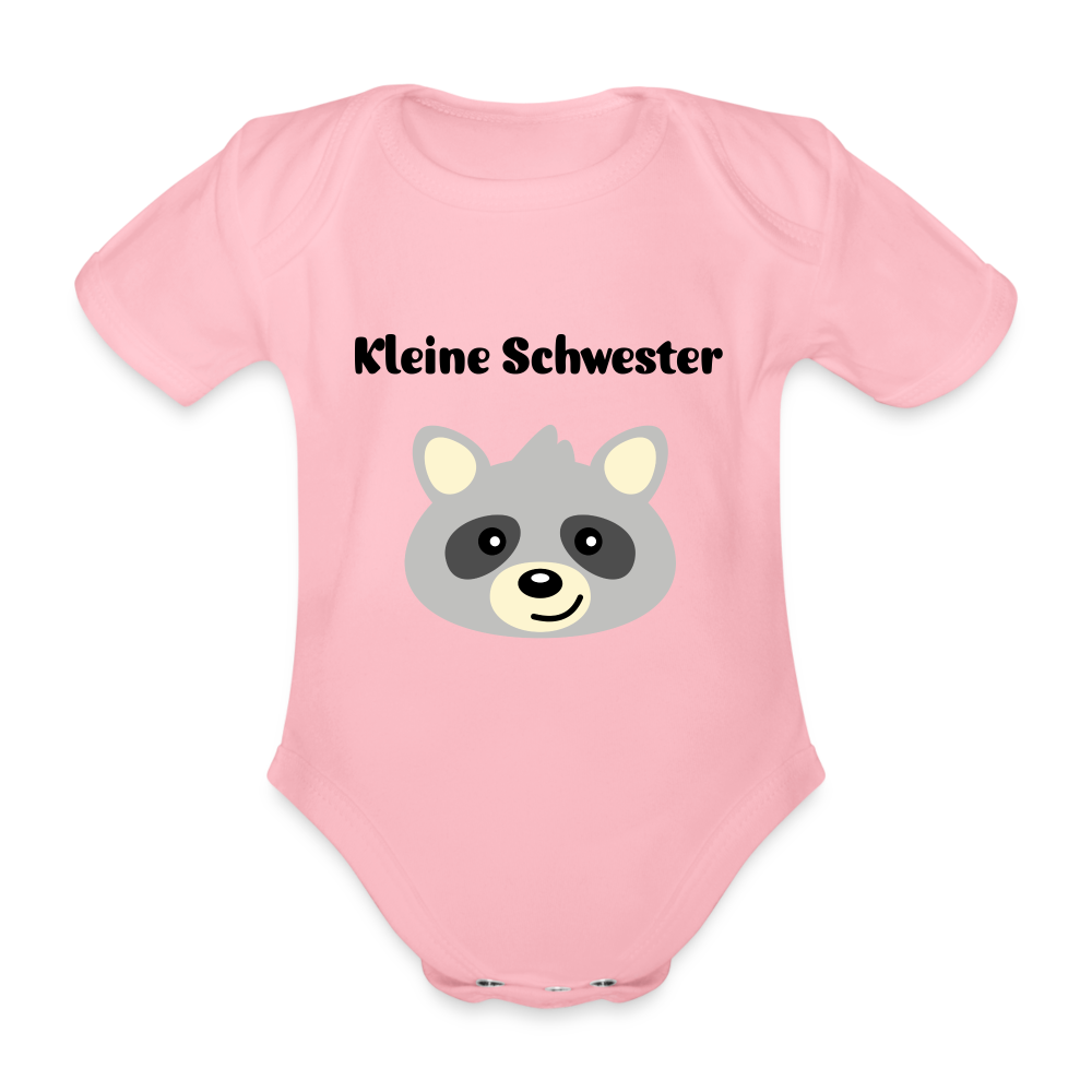 Baby Bio-Kurzarm-Body - Kleine Schwester Waschbär - Hellrosa